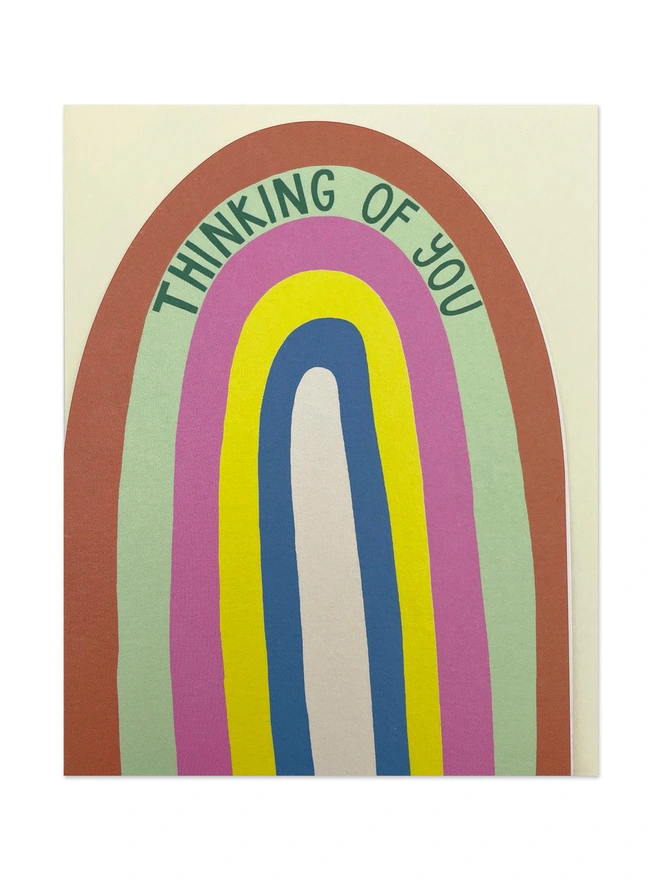 Colourful Mini Thinking Of You Greeting Rainbow Shaped Card | Raspberry Blossom
