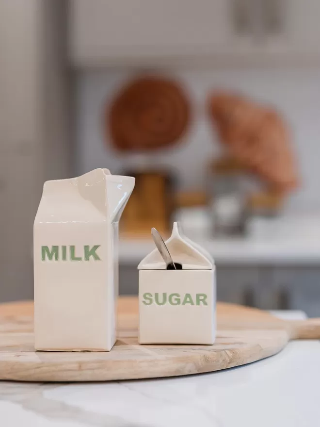 Handmade ceramic milk carton jug